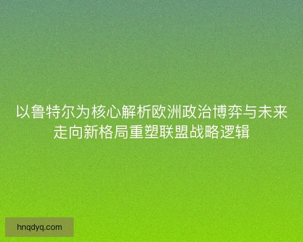 以鲁特尔为核心解析欧洲政治博弈与未来走向新格局重塑联盟战略逻辑